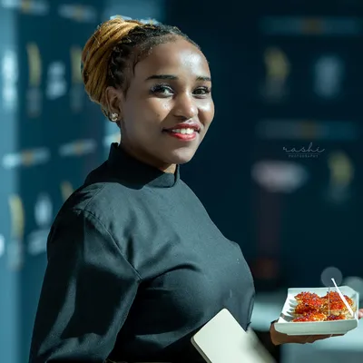 Restaurant staff portrait for business branding.